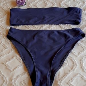 Zaful two piece bathing suit. Size 8. Blue Bandeau top.